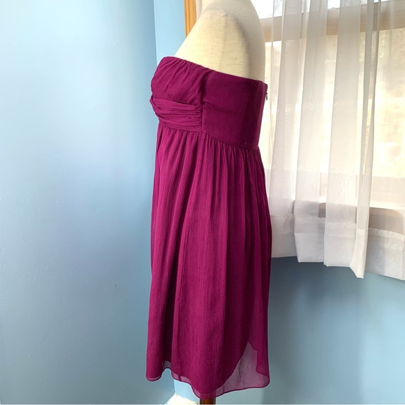 J. Crew Taryn Spiced Wine Silk Chiffon Strapless Dress - Picture 4 of 11